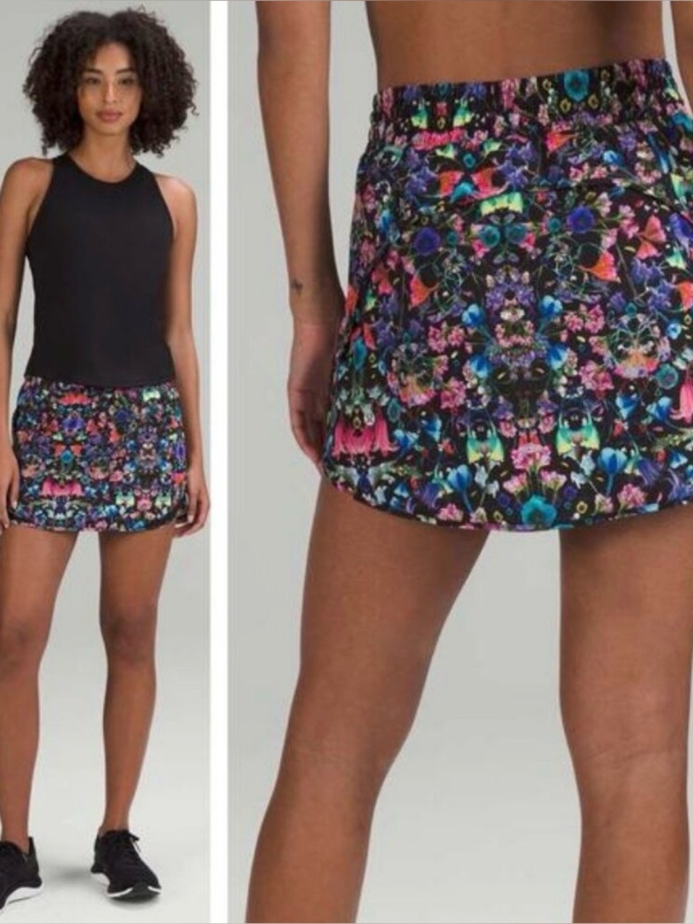 LULULEMON Hotty Hot High-Rise Skirt Size 6 Flowerscope Black Multi / Black